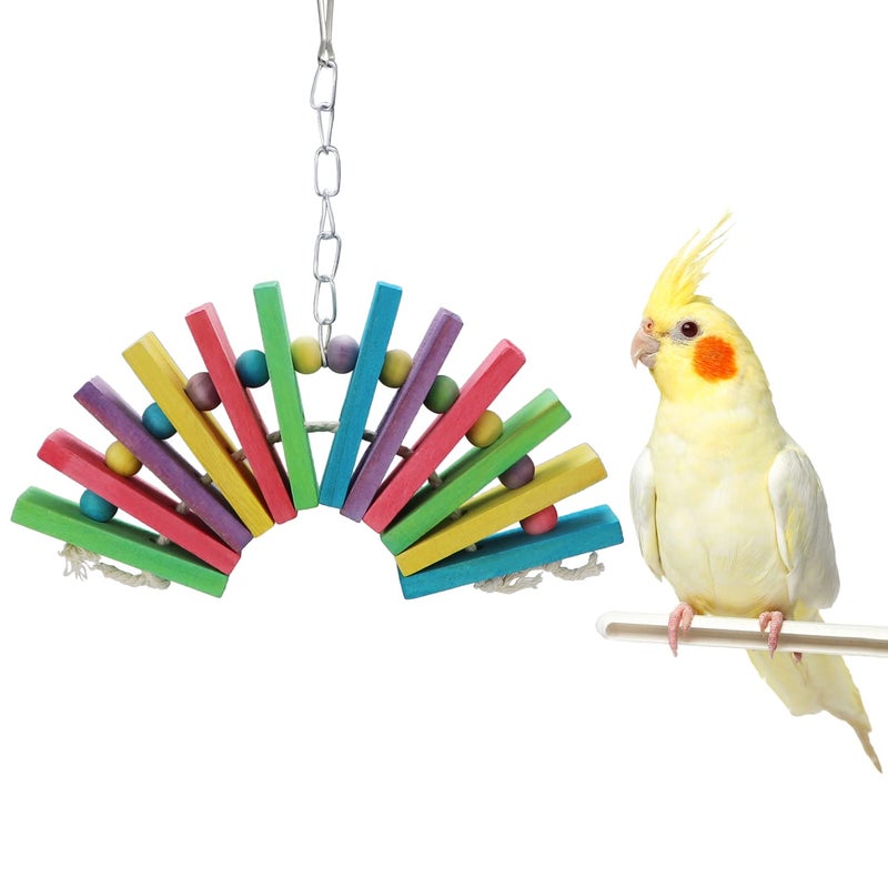 Litewoo Bird Parrot Parakeet Toys, Colorful Bite Wood Swing Toy for Small Medium Parakeet Cockatiel Budgie Cockatoo Macaw Conure Parrotï¼ˆAï¼‰ - Image 1